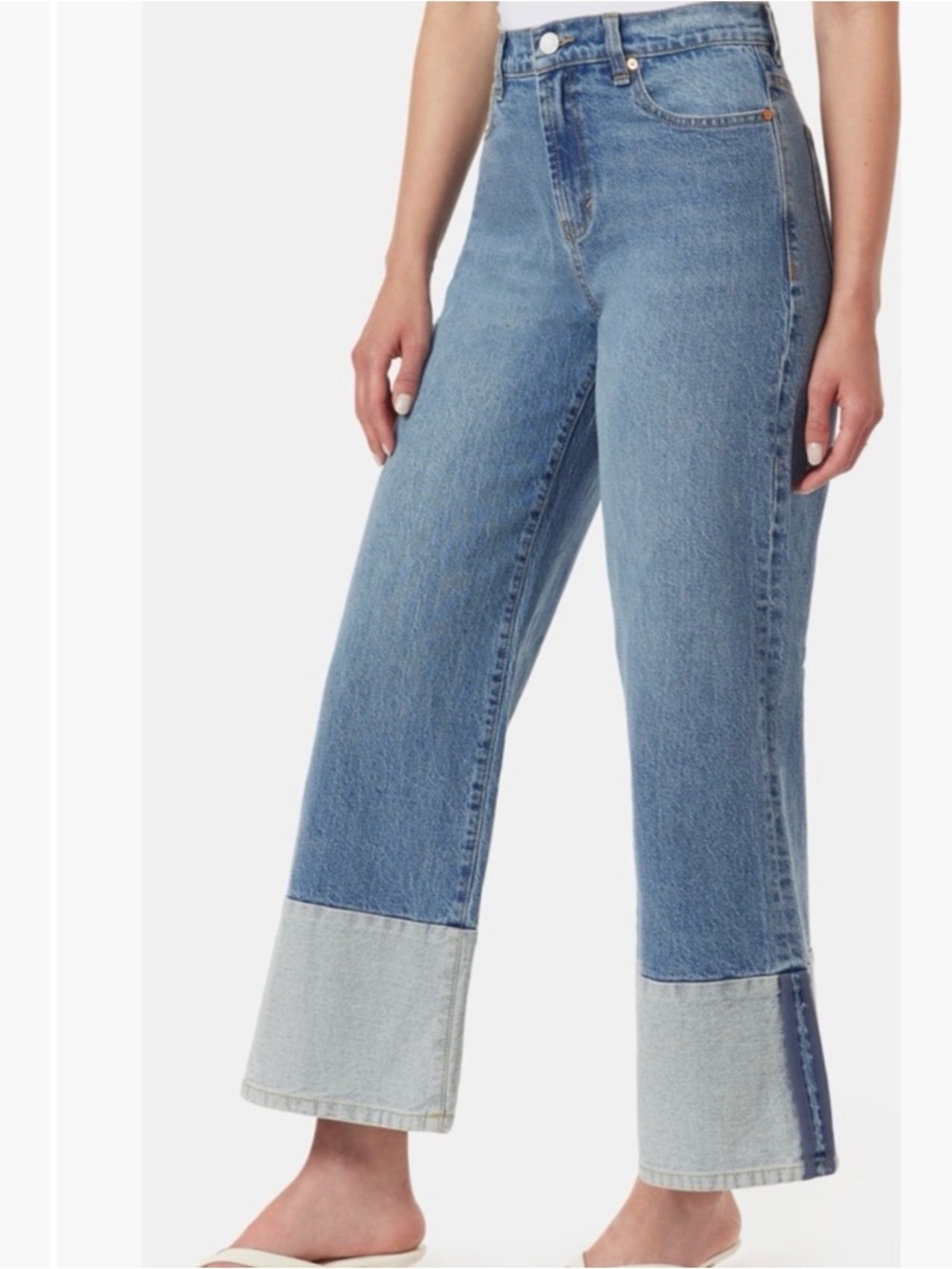 Habitual High-Rise Two-Tone Ankle Wide Leg Blue Jeans